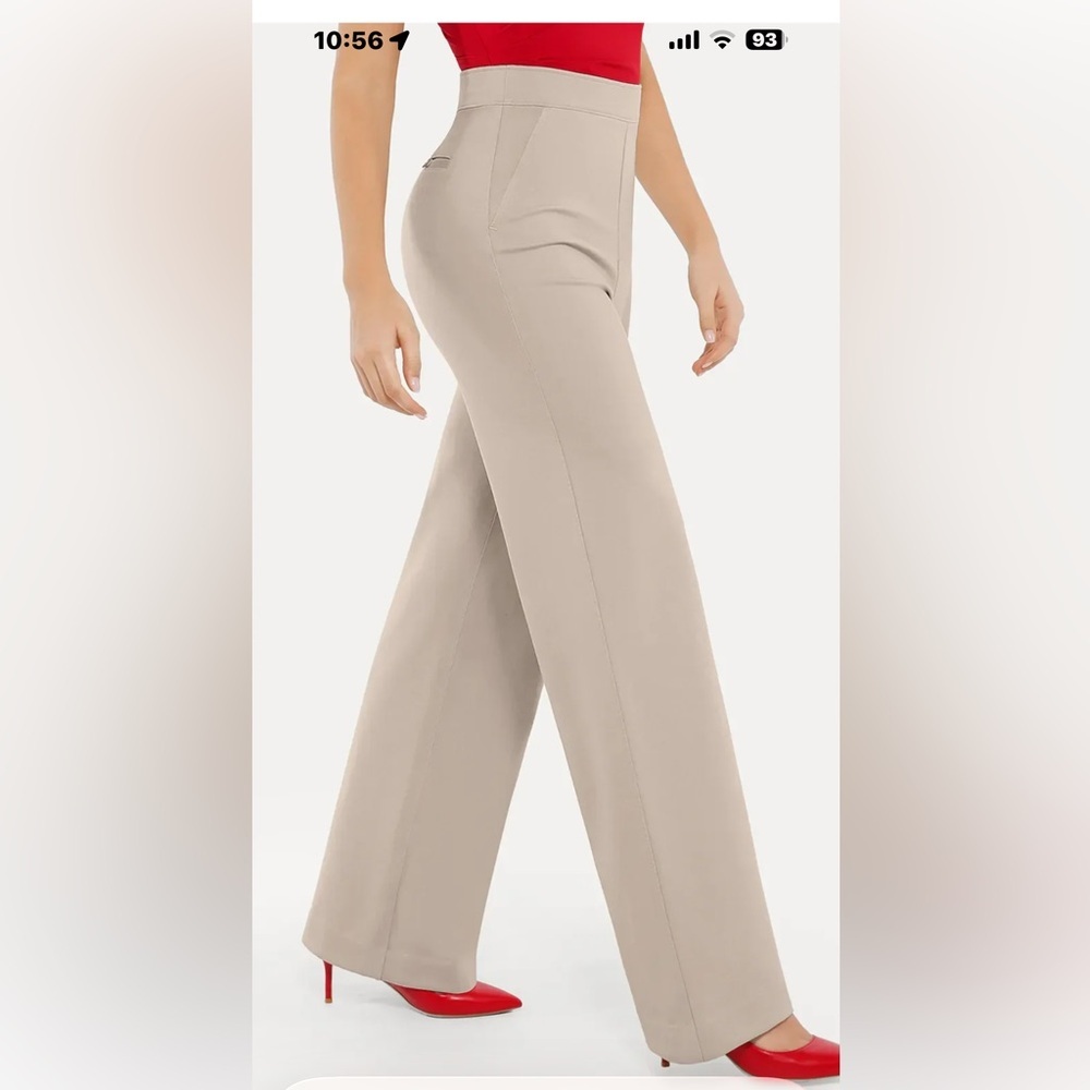 NWT Popilush Wide Leg High-Rise Pants in Beige Size S - Picture 6 of 13